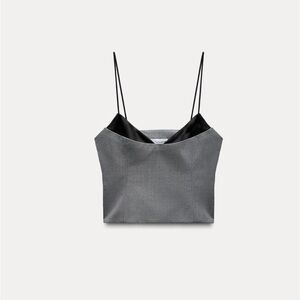 Zara Gray and Black Spaghetti Strap Top